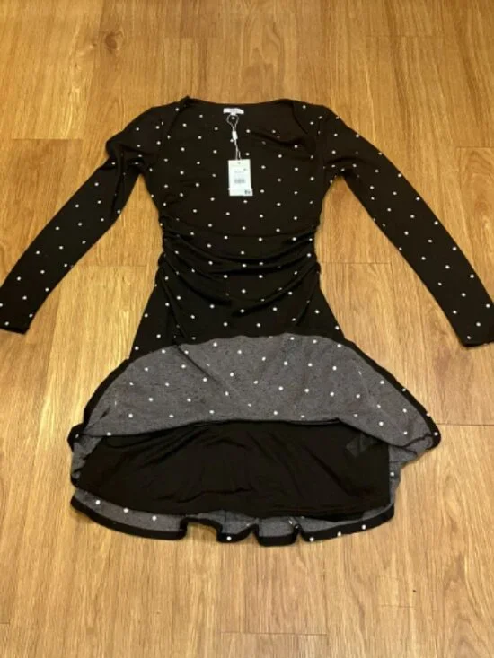 Rails Celano  Mini Dress Cocoa Polka Dots Ruffle Hem Size M - Picture 7 of 10
